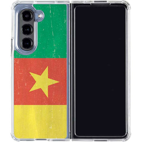 Cameroon Flag Distressed Galaxy Z Fold5 5G Clear Case